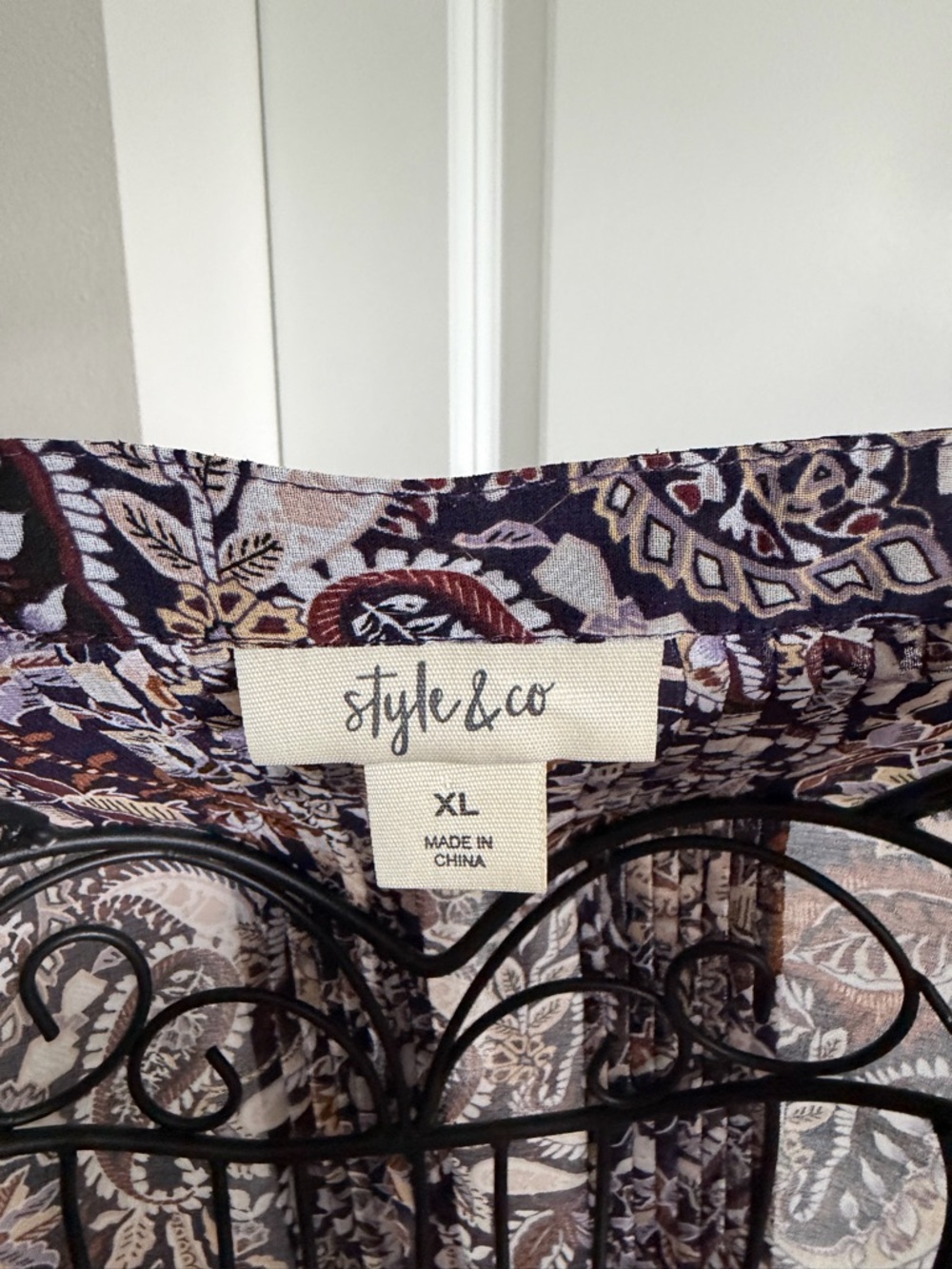 Style & Co. Paisley Print Tunic - Navy, Brown & Cream - Picture 5 of 5